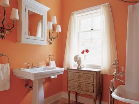 Оранжевый в дизайне ванной
