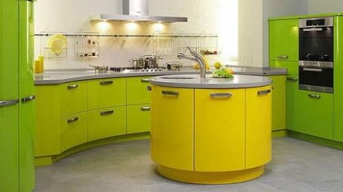Желтый и зеленый цвет на кухне