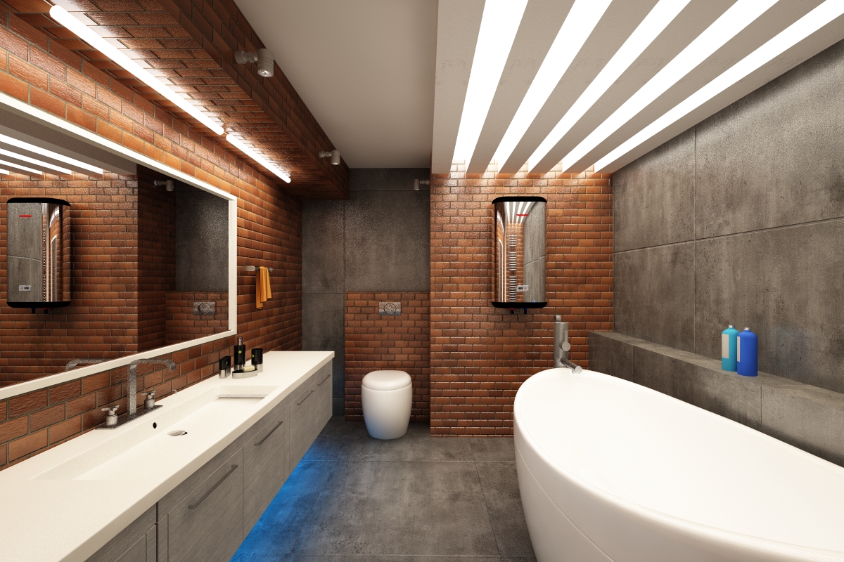 Освещения ванной комнаты в стиле лофт