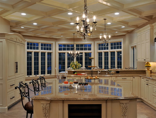 Красивые подвесные потолки на кухне