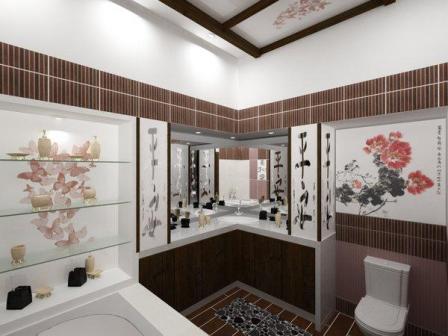 Керамическая плитка в японской ванной комнате