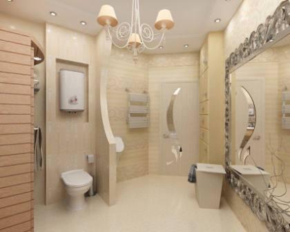 Дизайн современной ванной совмещенной с туалетом